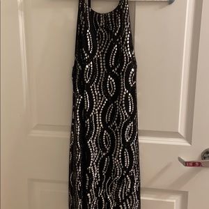 Mini patterned black dress
